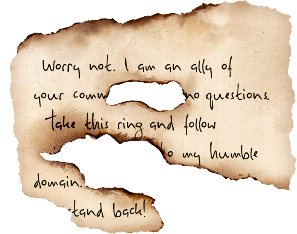The burned letter taken from Yinra Emberwind
